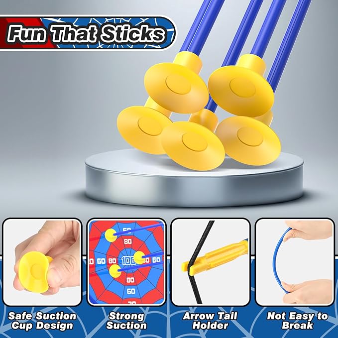 2 Pack of Kids Bow and Arrow Set, LED Light Up Archery Toy Set with 14 Suction Cup Arrows, Detachable Target, Indoor Outdoor Hunting Play Gift Toys for Kids, Boys & Girls Ages 6-12