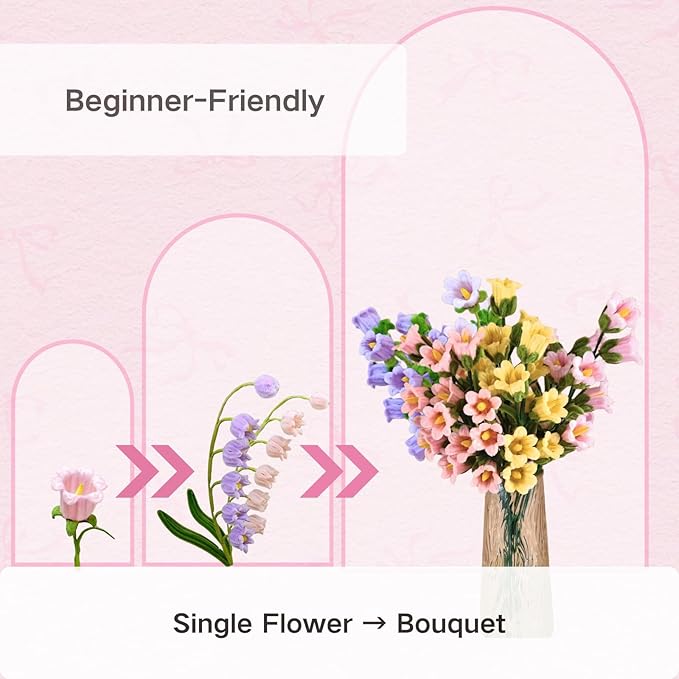 balinging 500pcs Pipe Cleaners Craft for Flowers,Chenille Stems for DIY Flower Making Kit,Pipe Cleaners Projects Creative for DIY Art and Craft,Ideal for Holiday Decoration(Bellflower)