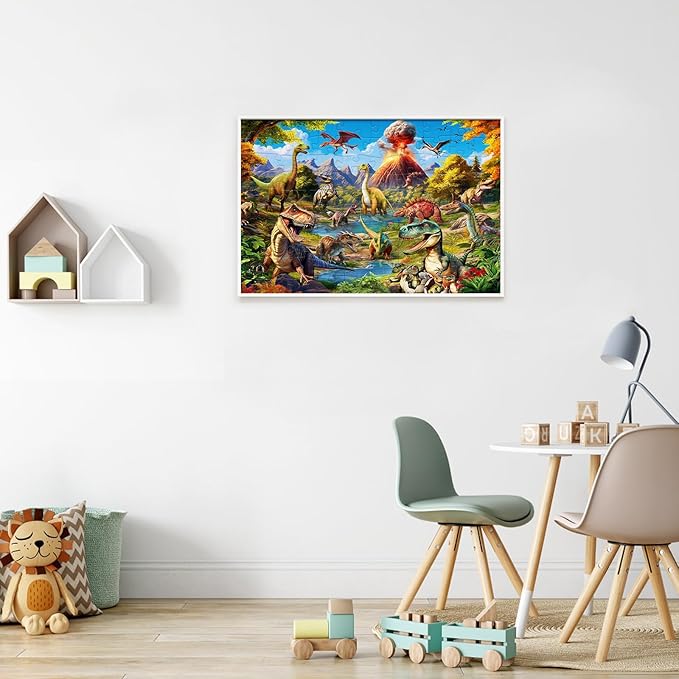 Puzzles for Kids Ages 5-8 6-8 Year Old 100 Piece Puzzles for Kids Dinosaur World Puzzle Kids Puzzles Ages 8-10 100 Piece Puzzle for Adults Learning Educational Puzzles for Boys Girls(15 "X 10")
