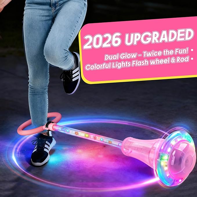 Dolanus Skip Toys for 5-12 Year Old Kids, Girls Birthday Gifts for Age 5 6 7 8 9 10 11 12, Outdoor Outside Sports Games, Girls Toys Age 6-8 8-13, Portable Colorful Flash Wheel Swing Ball (Pink)