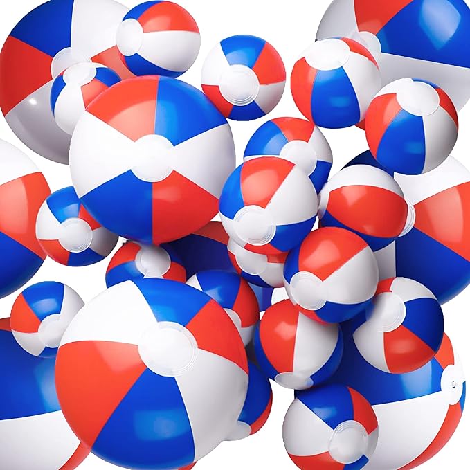 Zhanmai Patriotic Beach Ball Red White and Blue Inflatable Beach Balls 4th of July Party Favors 4-5 Inch 8-12 inch for Independence Day Party Favors for Kids Hawaiian,Summer Pool