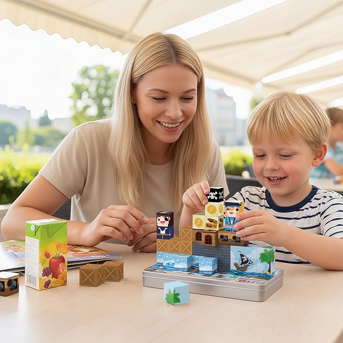 Bmag Magnetic Building Blocks for Kids,35 PCS Pirate-Themed Set, STEM Educational Magnet Toys for Kids Ages 3+, Travel Friendly Toys with Storage Box, Gifts for Boys and Girls