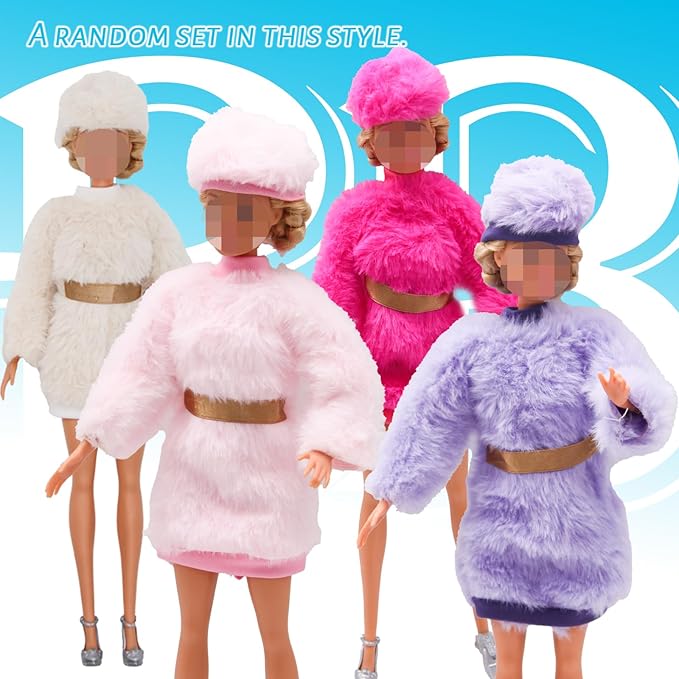 EuTengHao Winter Doll Clothing Set for 11.5 Inch Girl Dolls Includes Winter Fur Coat Nightwear Bathrobe Hat Dress Jacket Jeans Fashion Outfit for 30cm Girl Doll Girls Gift