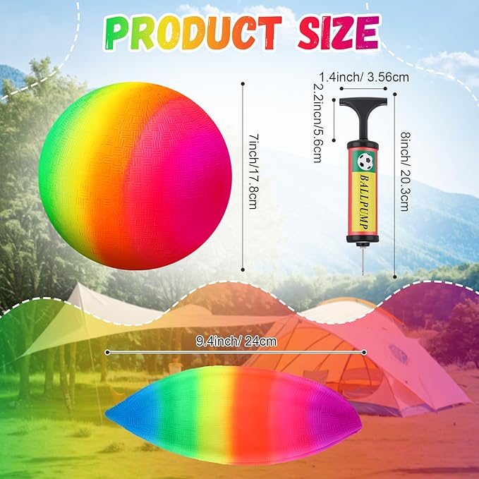 Vinsot 12 Pack 8.5 Inch Playground Balls Kickball Bulk, Bouncy Balls for Kids Inflatable Bouncing Handball with Hand Pump for Indoor Outdoor Games