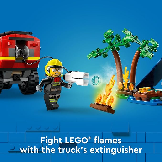 LEGO City 4x4 Fire Truck with Rescue Boat - Building Toy for Boys & Girls, Ages 5+ - Gift for Birthdays - Truck Toy W/ 3 Minifigures - 60412