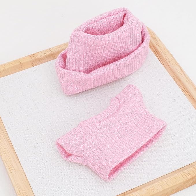 Etistta 17cm Doll Clothes with Hat, Pink Glitter Knit Cap Top, Small, Christmas
