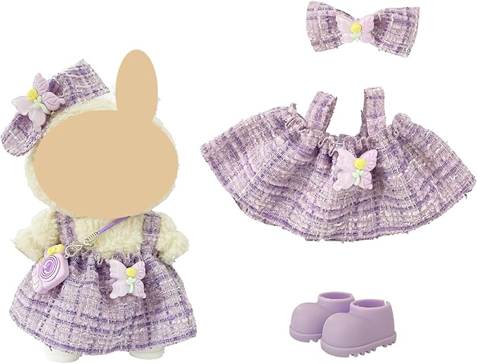 Ezcora Doll Car Seat & 2 Outfit Set (No Dolls), Car Seat for 10–17cm Dolls with Vent Clip & Seat Stand, Doll Clothes with Shoes, Cute and Functional Accessories Set