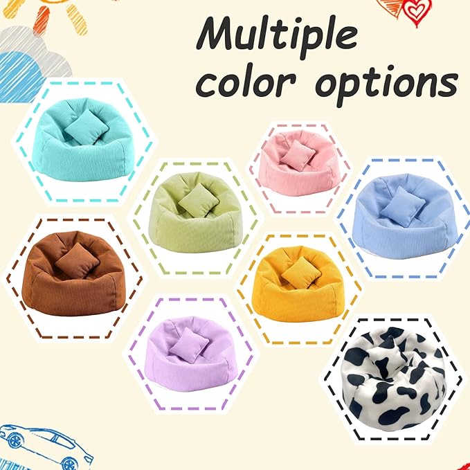 Handmade Bean Bag Chair for Doll Sofa Seat, Mini Sofa Suitable for 17 CM Dolls, Practical Accessories Suitable for Blind Box Enthusiasts and Collectors (Pink)