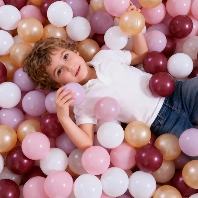 GOGOSO Ball Pit Balls for Toddler, Baby Plastic Playballs Kids Soft Pastel Pelotas Non-Toxic BPA-Free,Pink+Gold+White+red+Purple,100 Balls