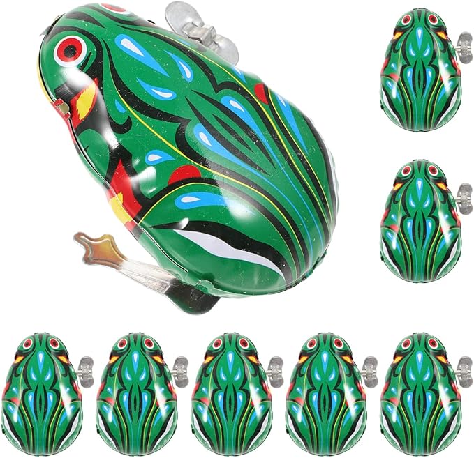 VANZACK 8Pcs Wind Up Frog for Retro Clockwork Jumping Frogs Creative Educational Cartoon Playthings for Green