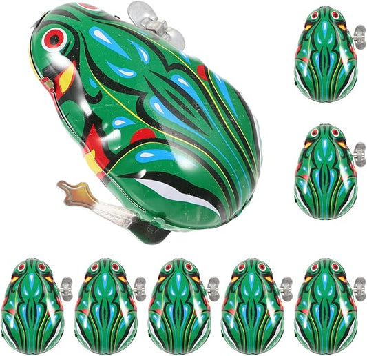 VANZACK 8Pcs Wind Up Frog for Retro Clockwork Jumping Frogs Creative Educational Cartoon Playthings for Green