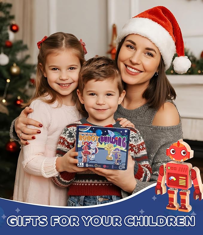 Fine Motor Building Robot Blocks for 3+Years Old Kids, Snap on Robots Together Building Blocks, Take Apart Robot Playset, STEM Montessori Fine Motor Skill Learning Birthday Gift for 3+ Years Old Kids