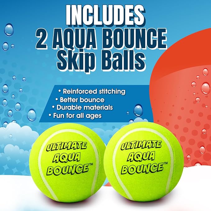 Activ Life Ultimate 2 Pack Larger 3” Water Skip Balls - Bouncing Balls for Swimming Pool & Beach Fun - Designs Include Baseball, Basketball, Volleyball, and Tennis for Kids, Friends, and Family