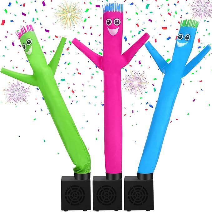 Poen 3 Pcs Mini Inflatable Tube Man White Elephant Gift Funny Gag Birthday Wacky Waving Inflatable Guy with Blower Desktop Mini Dancer Gift for Women Party Decoration(Cute)