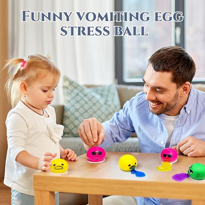 4 Pack Puking Egg Stress Ball Toys – Funny Slime Vomiting Squeeze Toy, Gross Fidget Prank Ball, Novelty Gag Gift for Kids & Adults, Easter Basket Stuffers