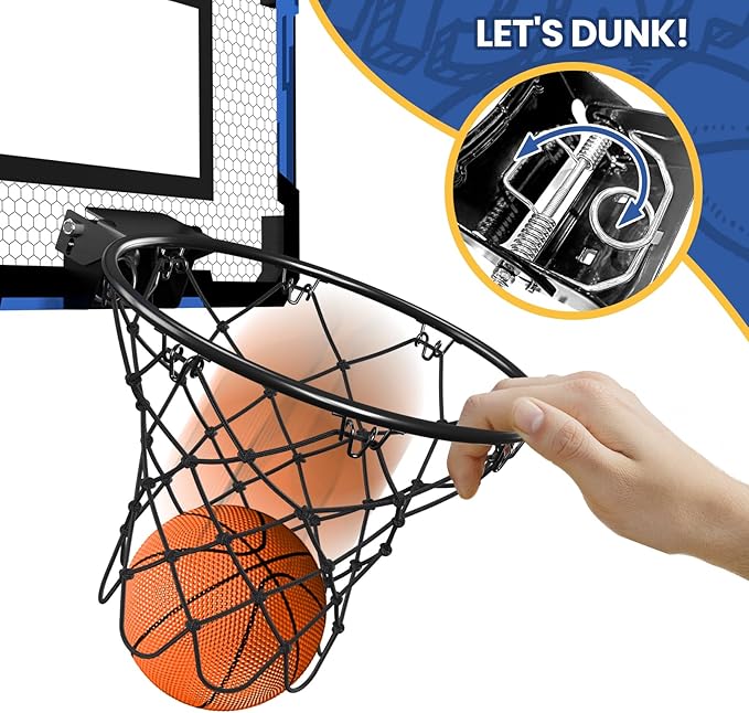 QDRAGON Mini Basketball Hoop, Over The Door Indoor, with 3 Balls/Inflator/Breakaway Rim, Basketball Toy Gifts for Kids and Adults, Suit for Bedroom/Office/Outdoor