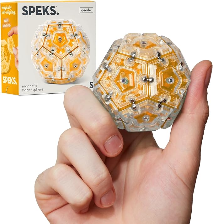 Speks Geode Magnetic Fidget Toy | Sensory Desk Toy for Adults & Teens 14+ | Stress Relief Gift | Sphere, Topaz