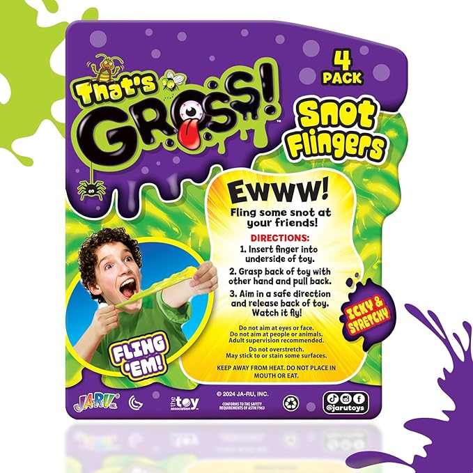 JA-RU Gross Snot Flinger Toy (1 Pack) Icky & Stretchy Launching Booger. Halloween Party Favor, Gross Toy, Sticky Flinger, Launcher, Prank, Party Favor, Classroom Prize 2493-1