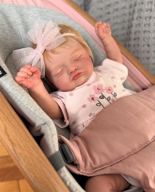 Lifelike Reborn Baby Dolls Cute Sleeping Girl 20 Inch Soft Vinyl Realistic Newborn Baby Doll Handmade Real Life Baby Dolls with Clothes Accessories Reborn Doll Toys Xmas Gift for Kids Age 3+