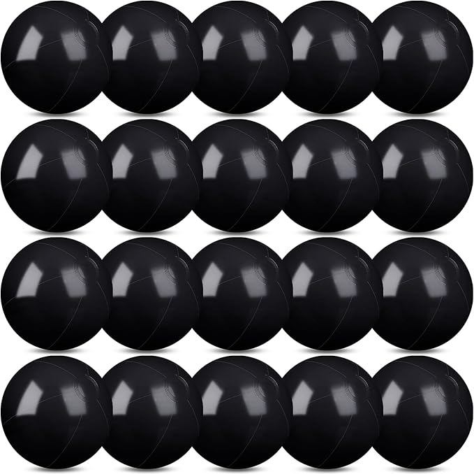 20 Pack Black Beach Ball - 12Inch Blow Up Beach Ball Party Supplies for Kids, Inflatable Floating Balls for Summer Pool Parties, Outdoor Activities & Birthday Decorations(Black)