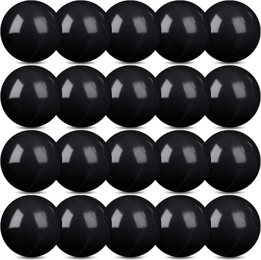 20 Pack Black Beach Ball - 12Inch Blow Up Beach Ball Party Supplies for Kids, Inflatable Floating Balls for Summer Pool Parties, Outdoor Activities & Birthday Decorations(Black)