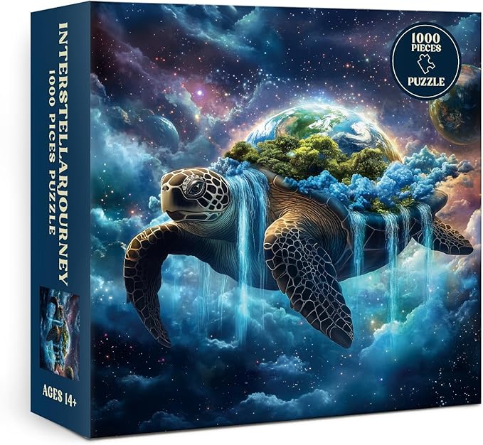 Sea Turtle Space Earth Puzzle 1000 Piece for Adults, Galaxy Planet Fantasy Jigsaw Puzzle, Magic Universe Animals Puzzles