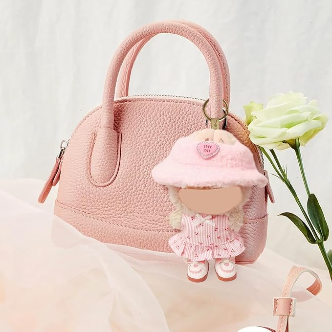 Clothes Compatible with LABUBU Doll – 3PCS Pastoral Style Set, 17cm Doll Clothes Designer Outfit for Sweet Camping Theme, Chic Stylish Accessories for Labubu, No Doll (Cherry Picnic Dress) ﻿