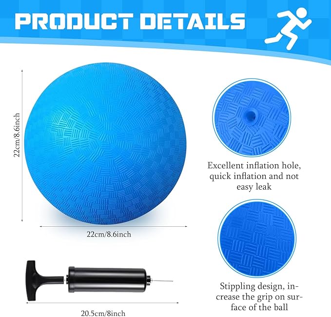 Huaerle 18 Pcs Sports Kickball Set Includes 2 Playground Ball with Air Pump 4 Rubber Throw Down Bases 10 Foul Line Cones and a Flip Scoreboard for Boys Girls Adults Playground School Backyard