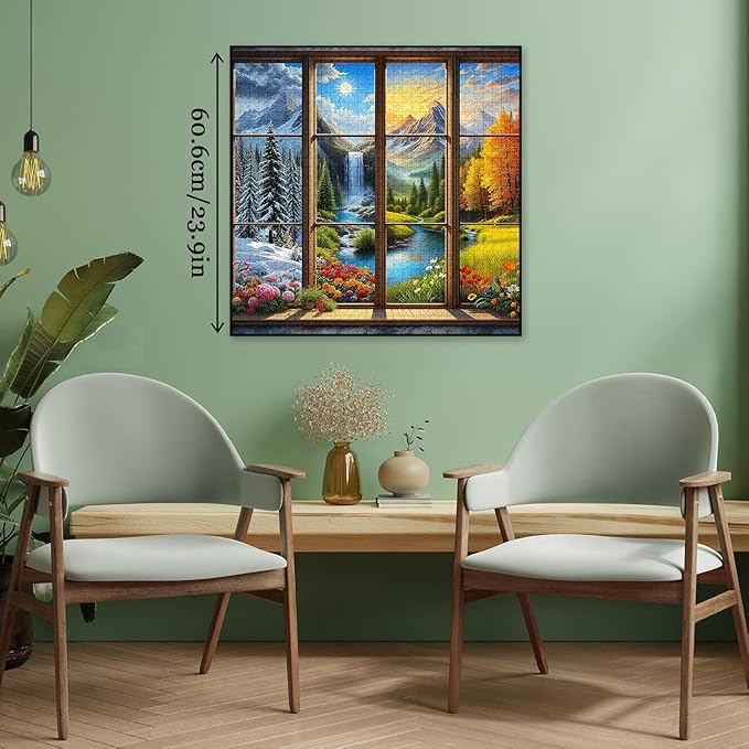 PICKFORU Season 1000 Piece Puzzle for Adults, A Year in a View Jigsaw Puzzles, Nature Art Mountain Scenery Puzzle as Wall Decor