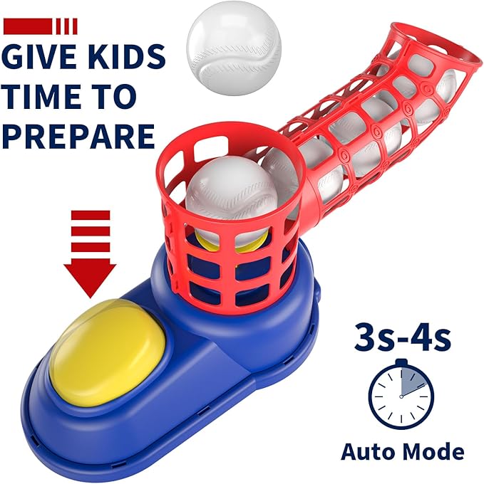 Bennol T Ball Set Toys for Kids 3-5 5-8, Kids Baseball Tee for Boys Toddlers, Auto Ball Launcher, Indoor Outdoor Outside Sports Tee Ball Set Toys Gifts for 3 4 5 6 Year Old Boys Toddler Kids