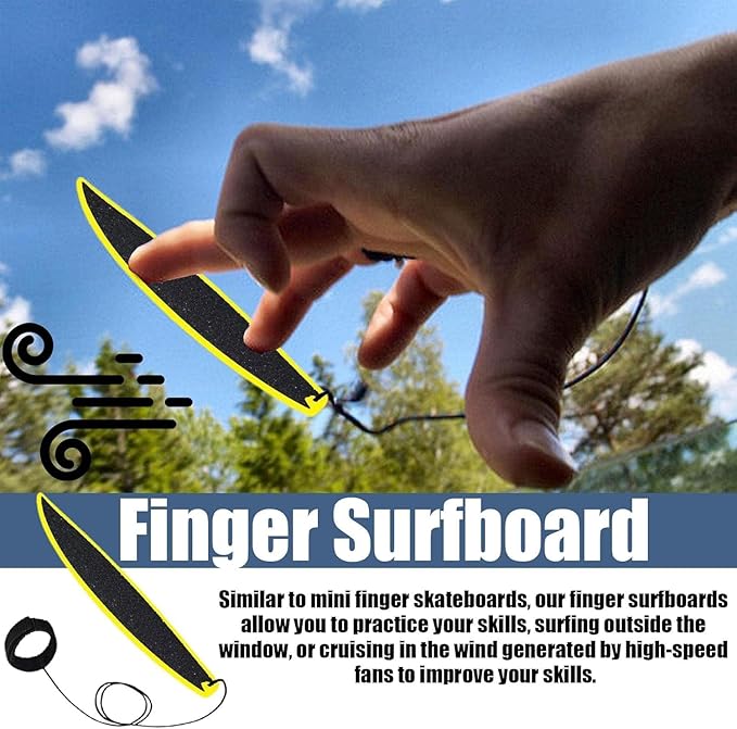 Finger Surfboard Toy for Adults,Finger Toys Finger Surf Board and Almost Anywhere,Surf in The Wind,Surfboard Fingertip Toys for Surfers,Surf Anytime Anywhere Novelty and Gag Adults Toy (Yellow)