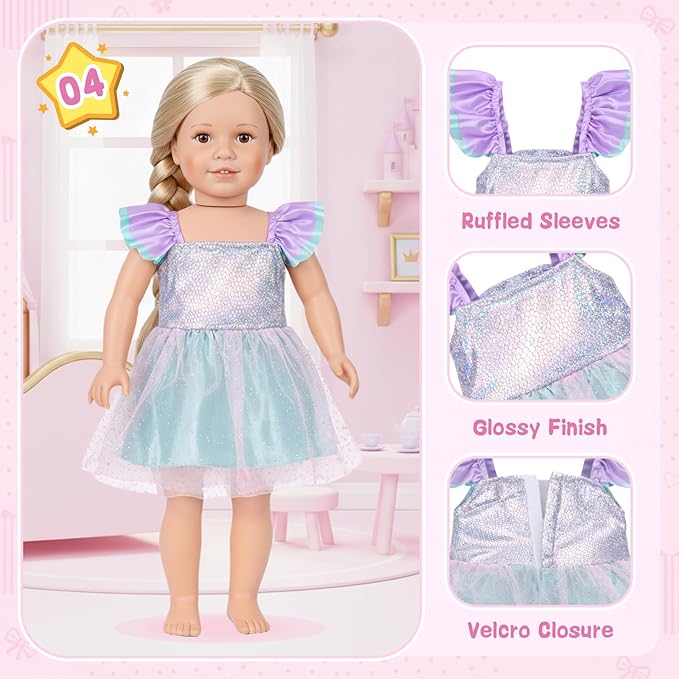 5 Sets Doll Clothes for 18 inch Dolls Baby Doll Accessories Outfit with Dress Skirt Pant Bag and Hairband for Birthday Gifts (18in-Style 1)