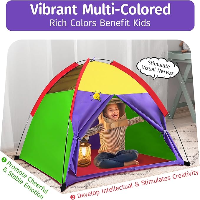 Alvantor® Play Tents for Kids Pop Up Toddler Tent Indoor/Outdoor for Children Boys Girls Pets Portable Playhouse Camping Playground 58"x58"x47" Rainbow