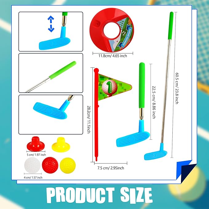 24 Pcs Toddler Golf Set Retractable Golf Clubs for Kids Indoor and Outdoor Sports Christmas Toy for Boys Girls Birthday Gifts, 3 Colors
