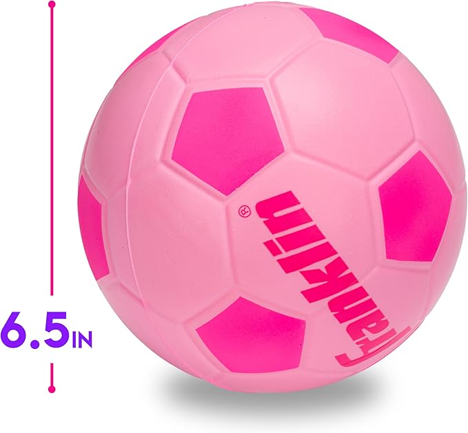 Franklin Sports Kids Foam Soccer Ball - Mini Soft Foam Youth Soccer Ball - Indoor + Outdoor Toy Soccer Ball for Kids - Probrite 6.5" Mini Foam Ball - Soft Backyard + Practice Toy Ball - Pink