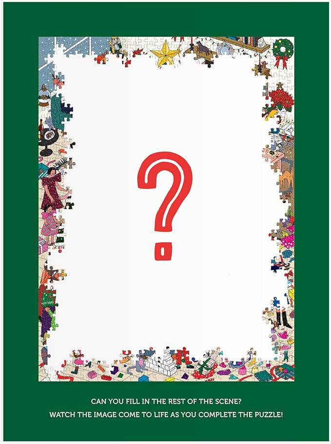 Galison Merry in The Making – 1000 Piece Surprise Jigsaw Puzzle Featuring A Holiday Party Surprise Illustration