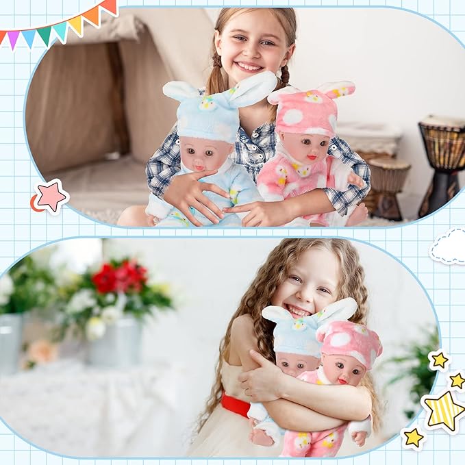 Jerify 10 Pcs Realistic Twin Baby Dolls Toy Set Include 2 Pcs 12 Inch Baby Dolls, Feeding Set, Pacifiers, Doll Diapers, Bags, Milk Bottles Removable Outfit for Toddler Kids 6+ Gift(White)