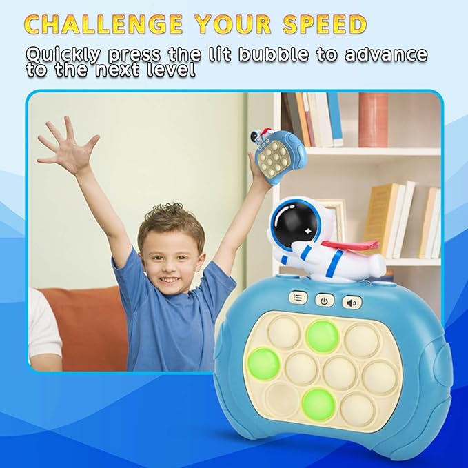 Fast Push Bubble Game for Kids & Adults, Version 2, Pop Light Up Quick Push Fidget Toy Handheld Game. Great for 8-12 Year Old Boys & Girls, Travel Toys for Children