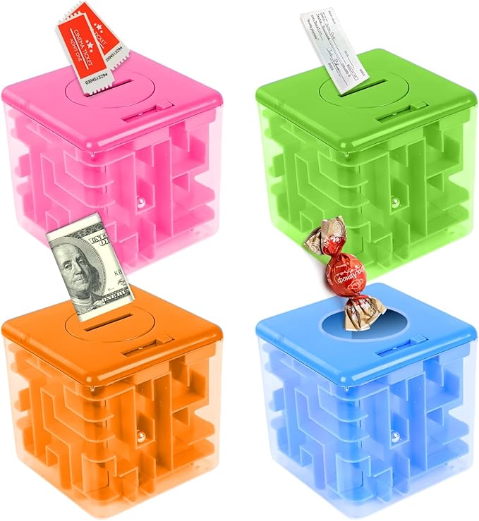 4 Packs Money Maze Puzzle Boxes, Money Gift Boxes for Cash Pop Up, Money Puzzle Box for Cash Gift Kids Adults