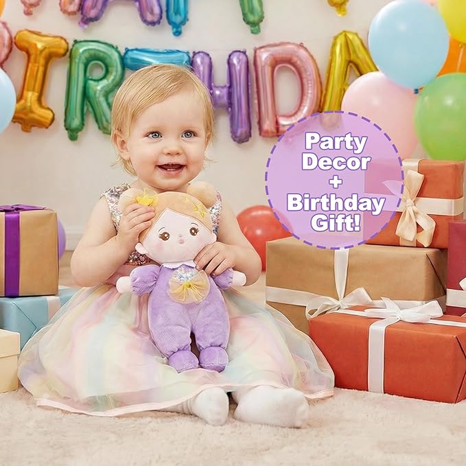 OUOZZZ Soft Baby Doll 10" - First Birthday Toys for 1 Year Old Girl, Ideal 1 Year Old Girl Gifts & Baby Girl Gifts, Snuggle Buddy for Infants Daisy Purple