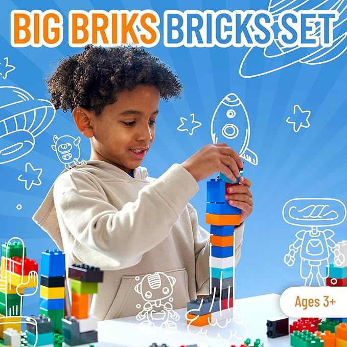 Strictly Briks Building Blocks Set - Easy-Grip Toddler Toy - Educational Building Set for Cognitive Development - Compatible with Lego Blocks - 108 Pieces, Multicolor