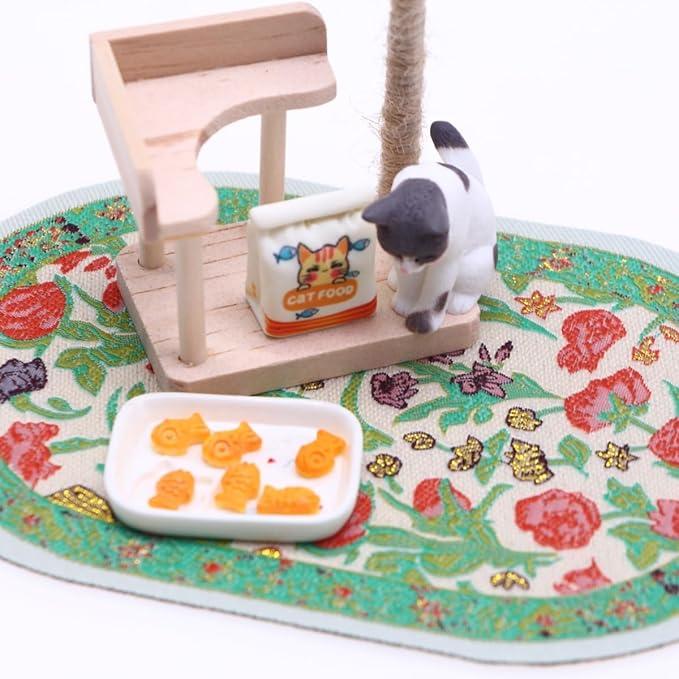 4pcs Dollhouse Rug Sets,1/12 Miniature Accessories Kits for Dollhouse and Decorations,Which Including 4 Colors Welcome Floor Blanket Carpet for Furniture Indoors