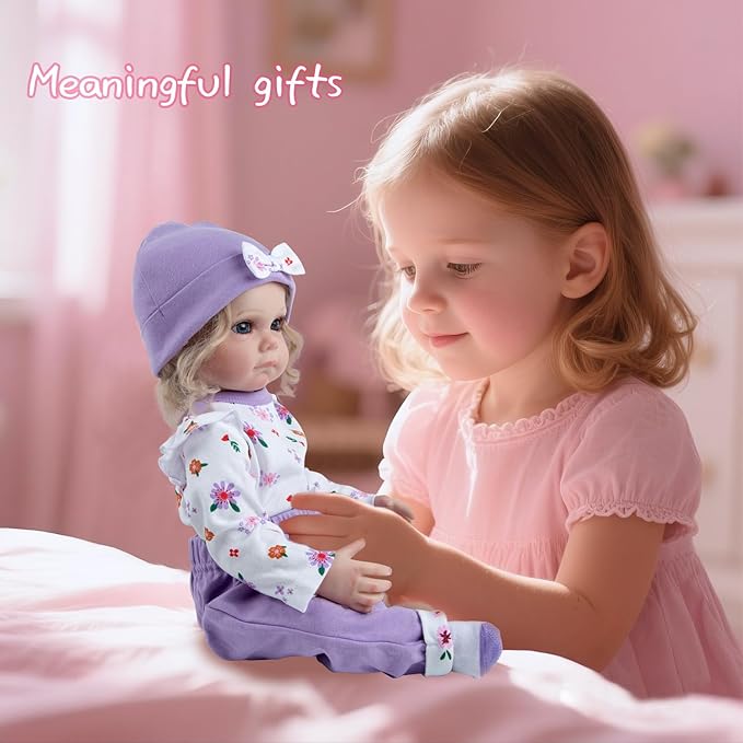 Reborn Baby Doll Clothes 4 Pieces 20-22 Inch Reborn Newborn Baby Doll Purple Clothes Sets 22 Inch Doll Clothing Accessories