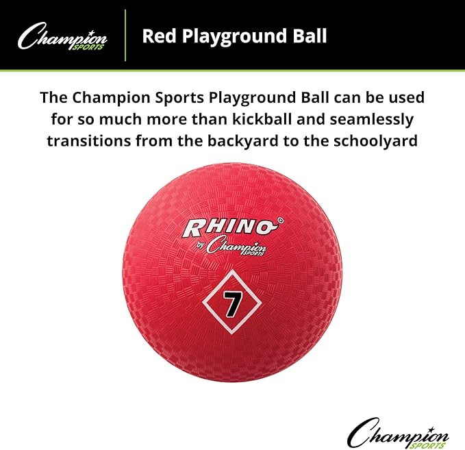 Champion Sports Playground Ball – Durable High-Bounce Ball, Sizes 5", 6", 7", 10", 13" & 16" for Gym, Recess & Play