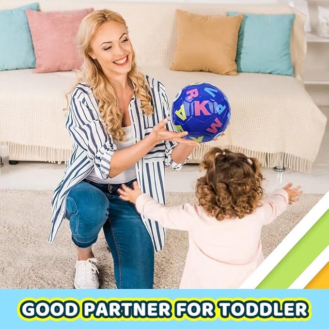 Dilabnba Kids Mini Soccer Balls, 3PCS Toddlers Football Toys, Soft Sport Indoor Outdoor Ball for Girls Boys 3-8 Years Old with Pump, Parties and Operation Christmas Child Shoebox