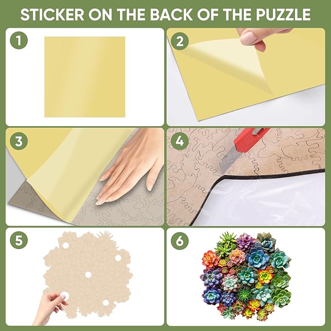 delobi Succulent Plants Wooden Puzzles, 200 Pieces Jigsaw Puzzles 11.2'' x11'', Unique Design Wooden Puzzles for Adults and Kids, Family Game Gift Medium Size