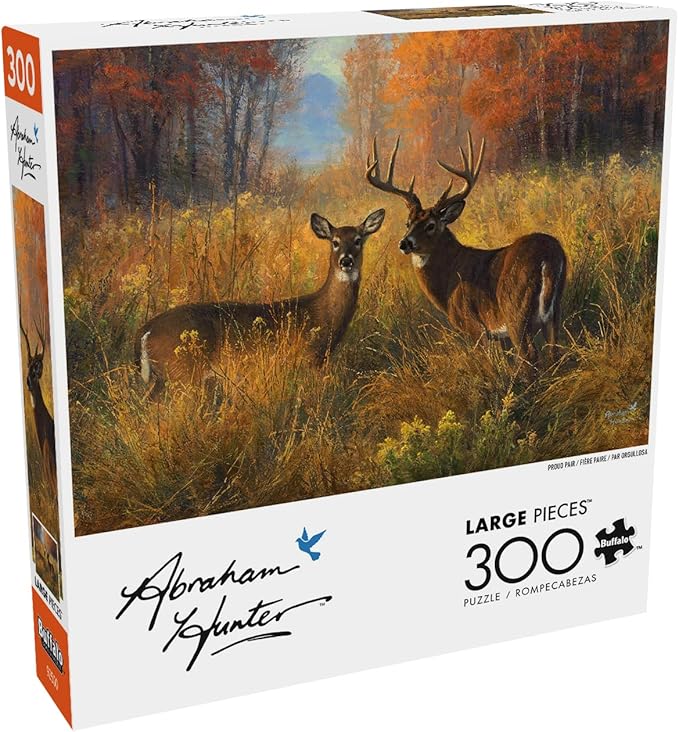 Buffalo Games - Proud Pair - Abraham Hunter - 300 Oversized Piece Fall Jigsaw Puzzle - Larger Shapes - Great for Adults, Seniors, Family, Kids - Easy to Grip - Seasonal Autumn Artwork