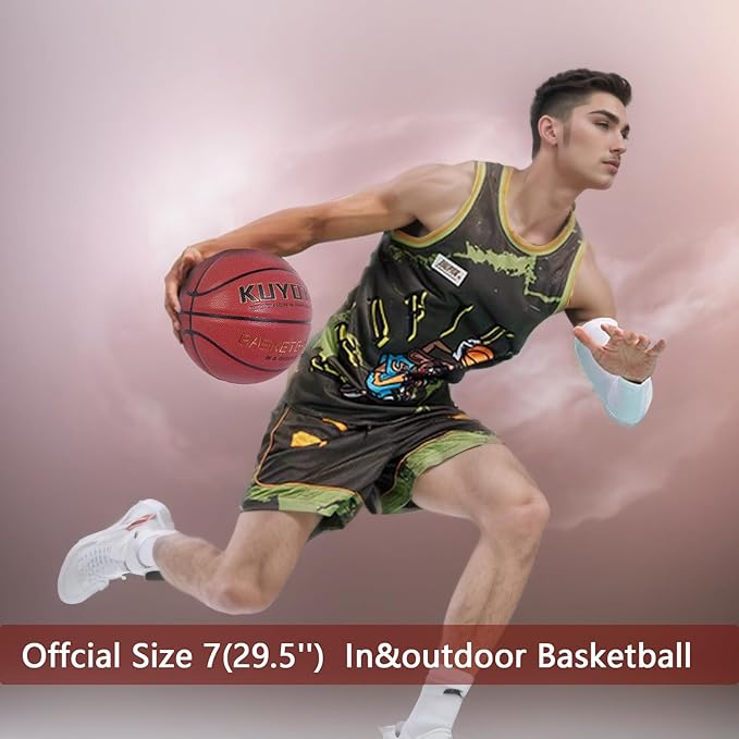 KUYOTQ Kids Youth Adult Size 3/4/5/6/7 (22/25.5/27.5/28.5/29.5") Basketball Premium Rubber or Faux Leather Basketball Indoor Outdoor Basketball for Boys Girls Womens Mens Basketball Gifts (Deflated)