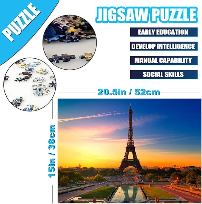 500 Piece Puzzles for Adults Eiffel Tower 20.5 x 15 Inch 500 Piece Jigsaw Puzzles for Adults Puzzles 500 Pieces for Adults Holiday Educational Challenge Puzzle