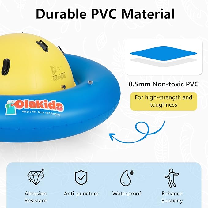 OLAKIDS 8FT Inflatable Dome Rocker Bouncer, Outdoor Kids Giant Roll and Play Seesaw Rocker with 6 Secure Handles, Max Weight 250 LBS